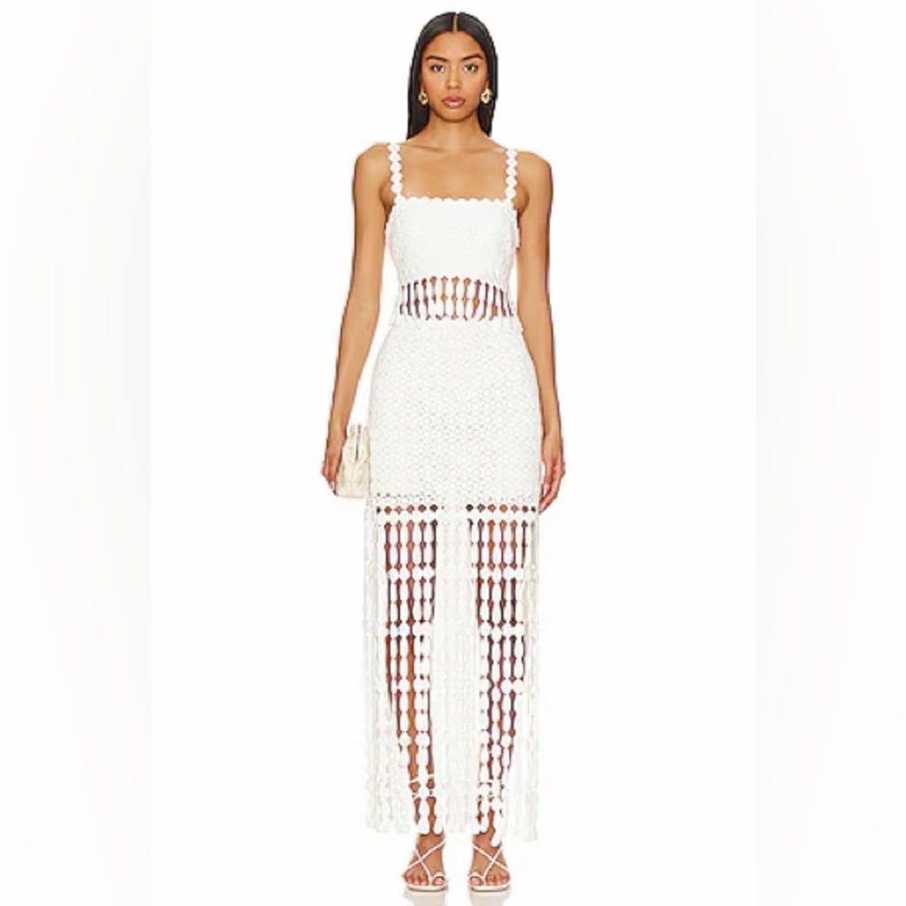 SAYLOR White Crochet Fringe Two-Piece Skirt